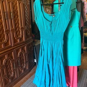 Boho style faux corset garden midi dress